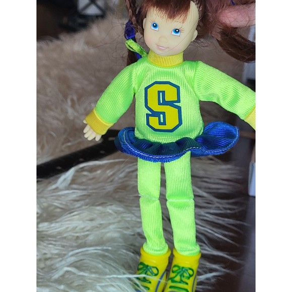 Cheerleader ragdoll Fishel Toys vintage 1990s vinyl face neon 8" mini doll - Picture 3 of 4